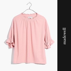 Madewell Clipdot Ruffle Top in Pink • M